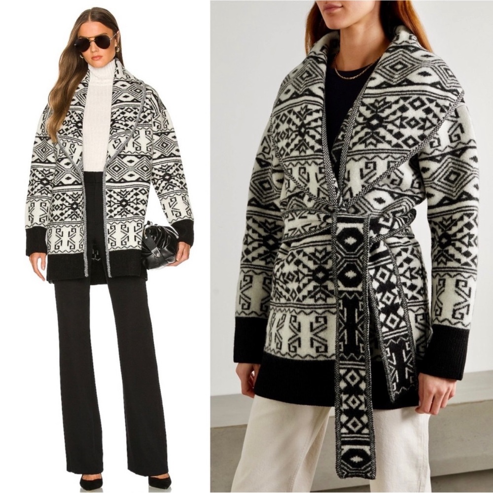 Veronica Beard Carrington Womens Size Small Black White Wool Cardigan Jacket NEW